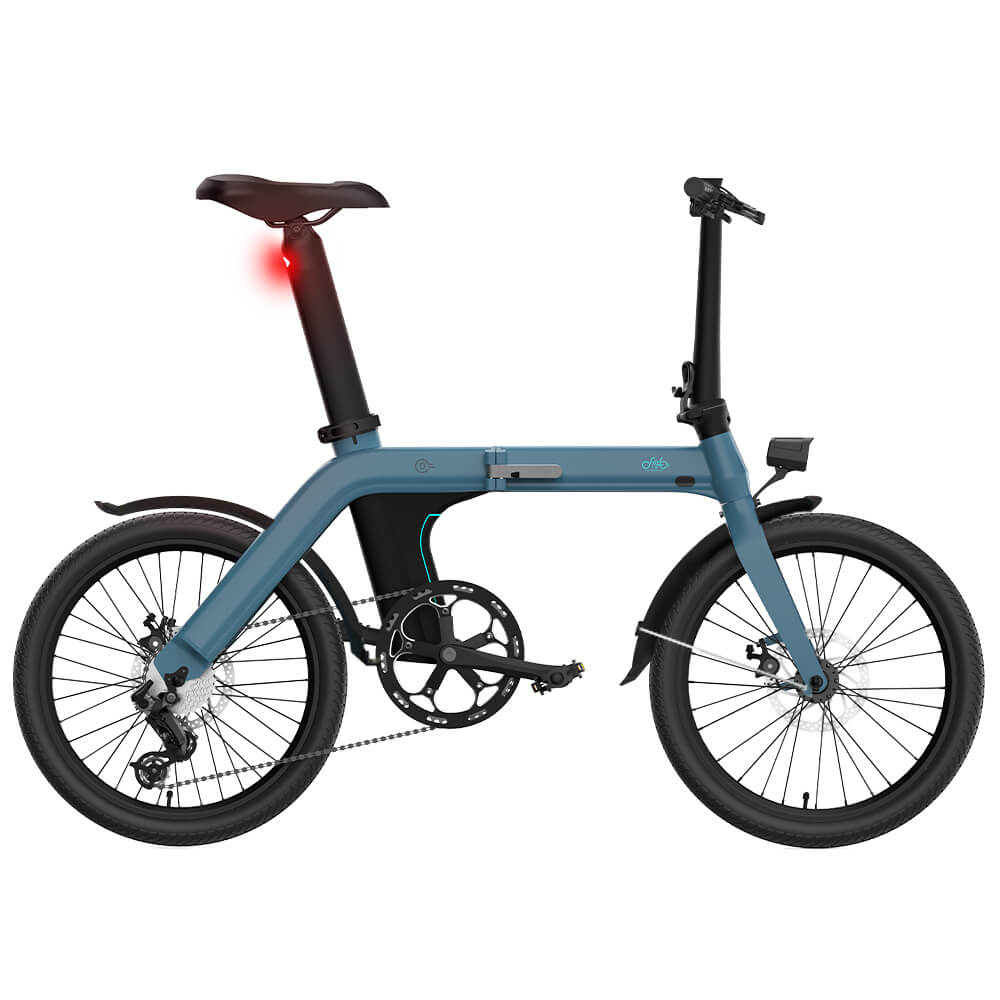 D11 20 Inch Sky Blue Folding Fat Tire Electric Bike (250W, 11.6Ah, 7 Speed)