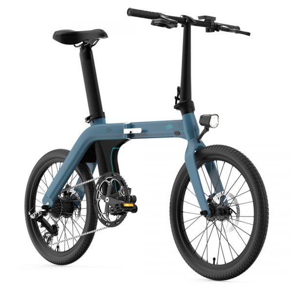 D11 20 Inch Sky Blue Folding Fat Tire Electric Bike (250W, 11.6Ah, 7 Speed)
