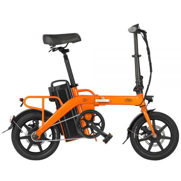 Orange Long Range 14 Inch Folding Electric Bike